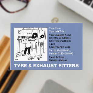 Tyre & Exhaust Fitters Cartoon Business Card