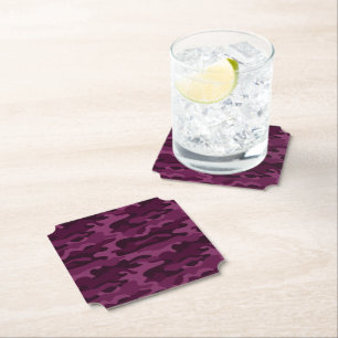 Tyrian Purple Monocolor Camo Paper Coaster