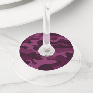 Tyrian Purple Monocolor Camo Wine Glass Tag