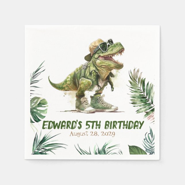 Tyronasaurus Rex Dinosaur Birthday Party Napkin (Front)