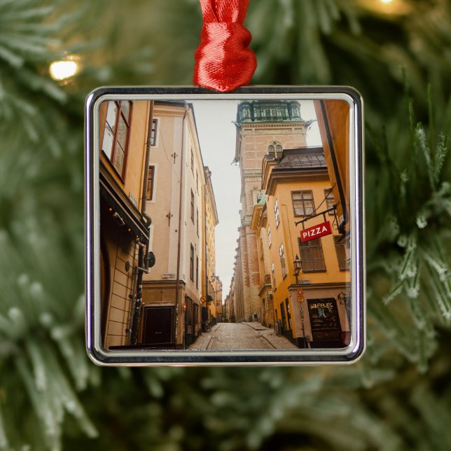 Tyska Brinken, Gamla Stan, Old Town, Stockholm Metal Ornament (Tree)