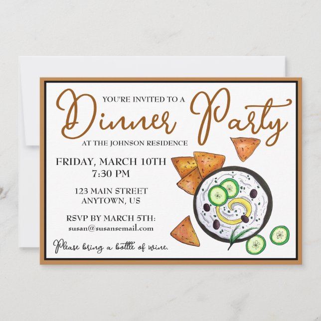 Tzatziki Greek Meze Dip Mediterranean Dinner Party Invitation (Front)