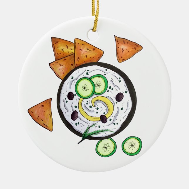 Tzatziki Greek Meze Dip Mediterranean Food Greece Ceramic Ornament (Front)
