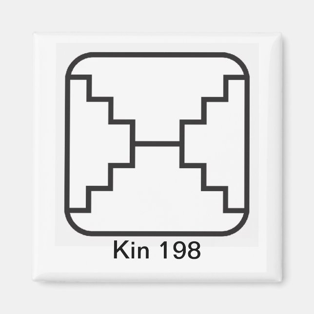 Tzolkin Espelho Branco Kin 198 Magnet (Front)