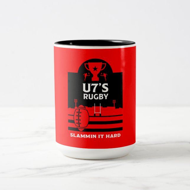 U7s Junior Rugby Players  Two-Tone Coffee Mug (Center)