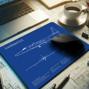 U-2 Dragon Lady - Aeroplane Blueprint Plans AD Mouse Pad