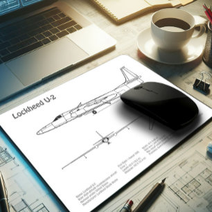 U-2 Dragon Lady - Aeroplane Blueprint Plans BD Mouse Pad