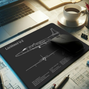 U-2 Dragon Lady - Aeroplane Blueprint Plans PD Mouse Pad