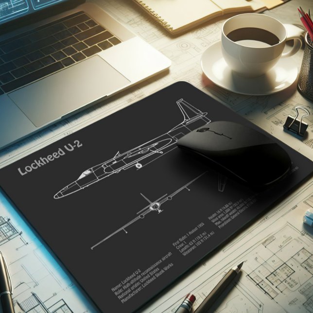 U-2 Dragon Lady - Aeroplane Blueprint Plans PD Mouse Pad (Creator Uploaded)