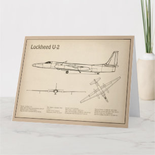 U-2 Dragon Lady - Aeroplane Blueprint Plans SD Thank You Card