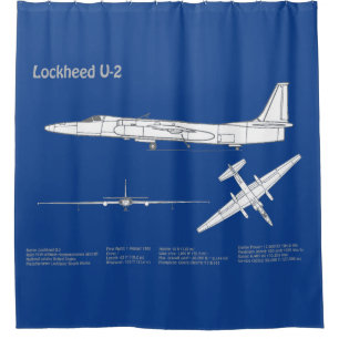 U-2 Dragon Lady - Airplane Blueprint Plans ABD Shower Curtain