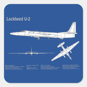 U-2 Dragon Lady - Airplane Blueprint Plans ABD Square Sticker
