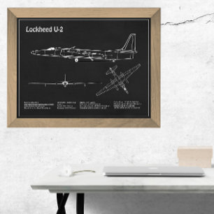 U-2 Dragon Lady - Airplane Blueprint Plans PD Photo Print