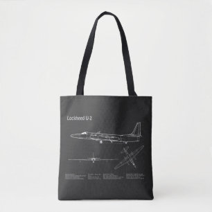 U-2 Dragon Lady - Airplane Blueprint Plans PD Tote Bag