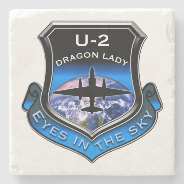 U-2 spy plane stone coaster (Front)