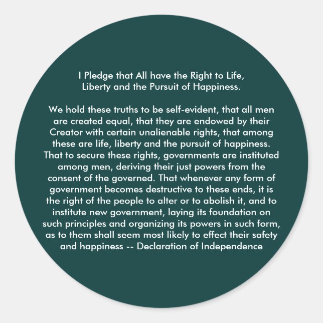 !!! U Create Declaration of Independence Classic Round Sticker (Front)