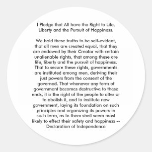 !!! U Create Declaration of Independence Classic Round Sticker