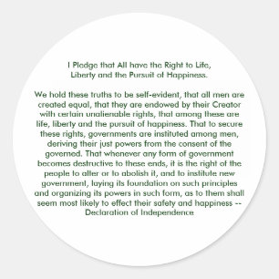 !!! U Create Declaration of Independence Classic Round Sticker