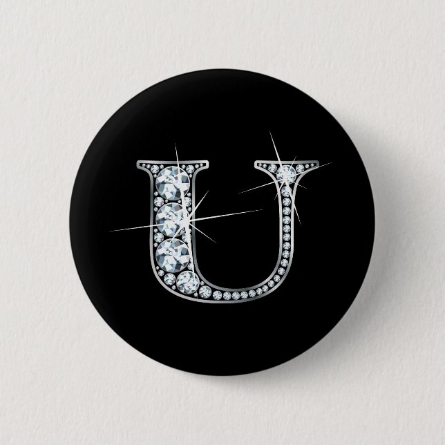"U" Diamond Bling Button (Front)