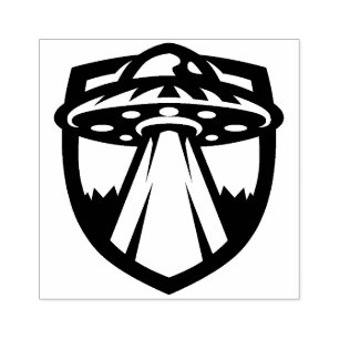 U.F.O. Flying Saucer Logo Rubber Stamp