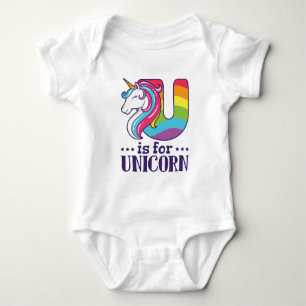 U is for Unicorn Alphabet Baby Bodysuit