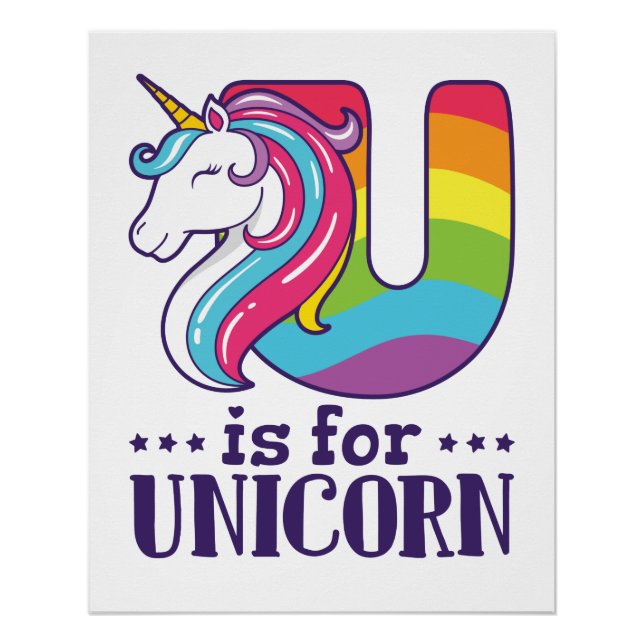 U is for Unicorn Alphabet Poster (Front)