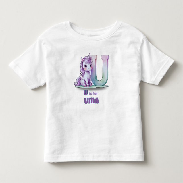 U is for Unicorn – Personalised Toddler T-shirt (Front)