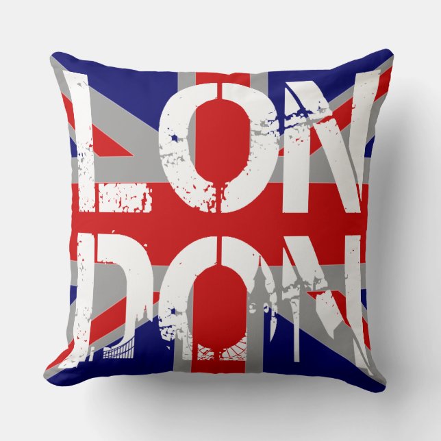 U.k Flag London and famous landmarks Cushion (Front)