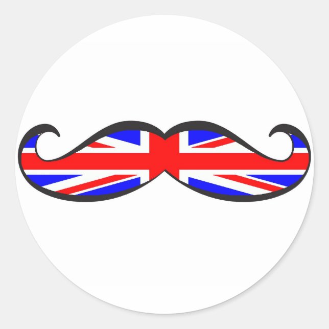 U.K. Flag Moustache Classic Round Sticker (Front)