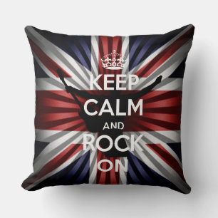 U.K Flag The union Jack and Keep calm and Rock On Cushion