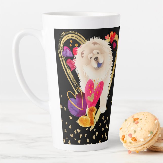 U MAKE MY HEART GO BLING - Cream Chow latte mug (In Situ)