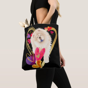 U MAKE MY HEART GO BLING - Cream Chow tote 