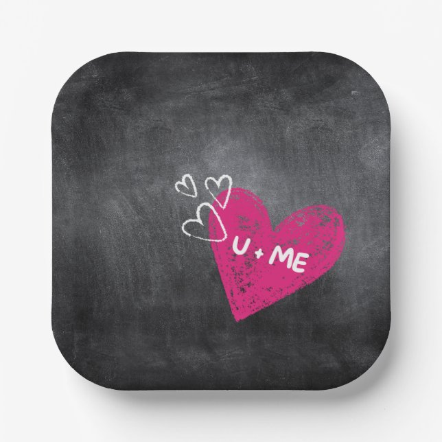 U + Me Chalkboard Paper Plate (Front)