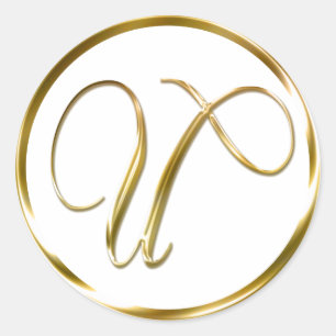 U Monogram Faux Gold Envelope Or Favour Seal