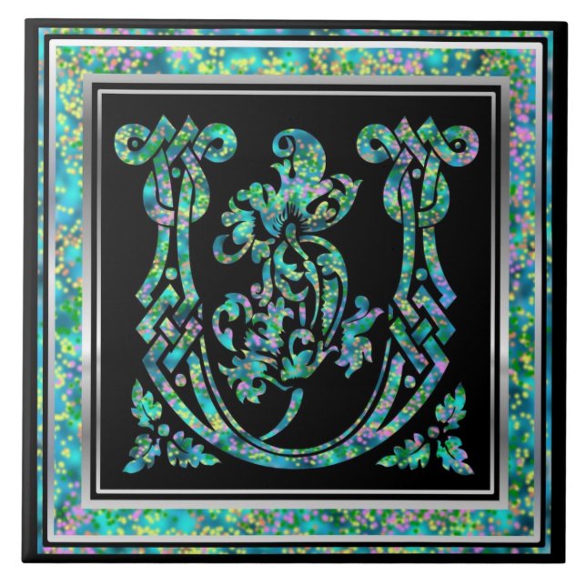 U Monogram "Masselle Blue" Ceramic Tiles (Front)