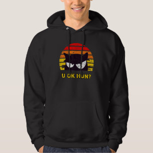 U OK HUN You Okay Hun Funny Meme Retro Cat Distres Hoodie