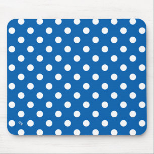 U pick Background Colour Polka Dots White Mouse Pad