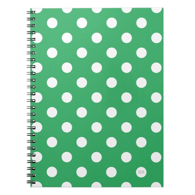 U pick Background Colour Polka Dots White Notebook (Front)