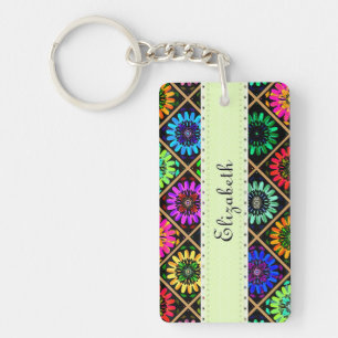 U Pick Color/ Radiant Scrapbook Flowers on Display Key Ring