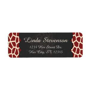 U pick Colour/ Brown Giraffe Print Blackboard Return Address Label