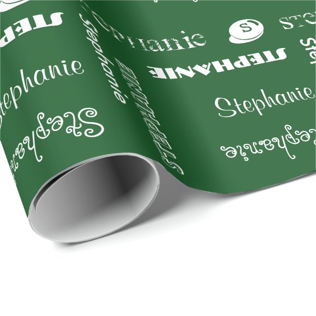 U Pick Colour/ Chalk White Personalised with Name Wrapping Paper (Roll Corner)