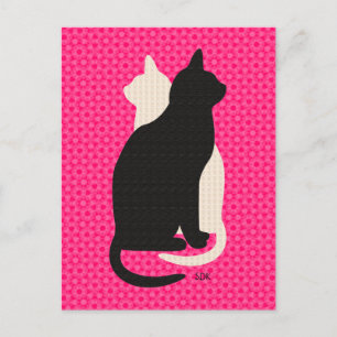U Pick Colour/ Good Luck Black White Kitty Catz Postcard