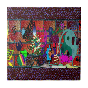 U-pick Colour/ Graffiti Art on Brick Wall Ceramic Tile