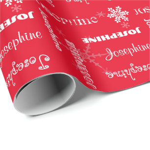 U Pick Colour/ Personalised White Snowflakes Wrapping Paper