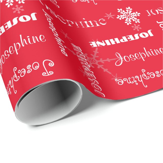 U Pick Colour/ Personalised White Snowflakes Wrapping Paper (Roll Corner)