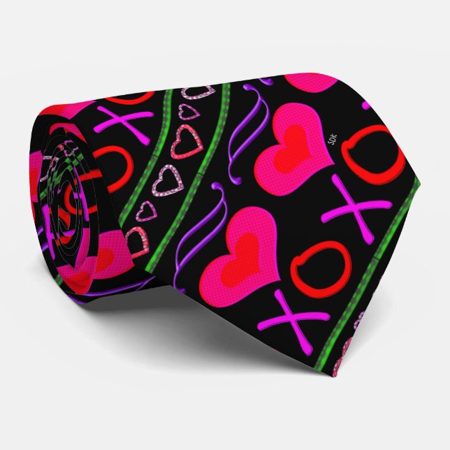 U Pick Colour/ Valentine's Day Hugs and Kisses Tie (Rolled)