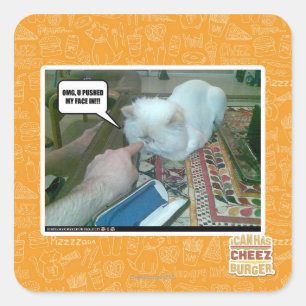 U pushed my face in! square sticker