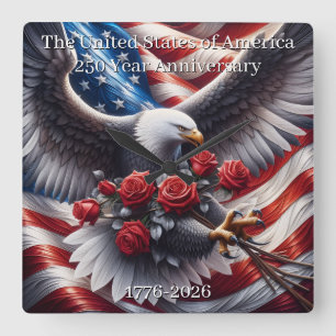 U.S.A. 250th Anniversary Commemorative Square Wall Clock