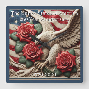 U.S.A. 250th Anniversary Commemorative Square Wall Clock