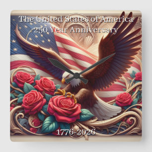 U.S.A. 250th Anniversary Commemorative Square Wall Clock